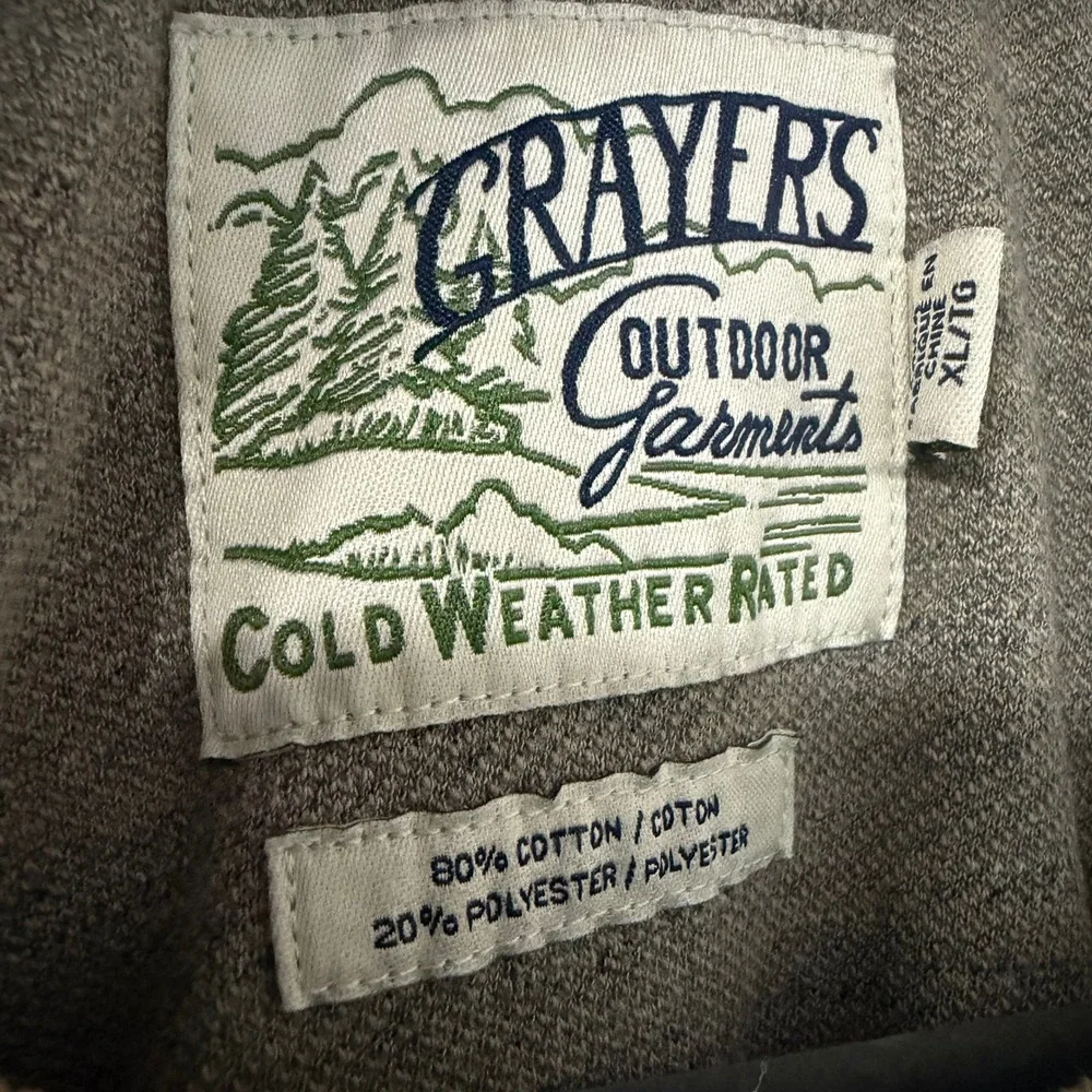 Grayers Outdoor Garments XL Brown Cotton Pocket Sweatshirt Elbow Patch Earthy